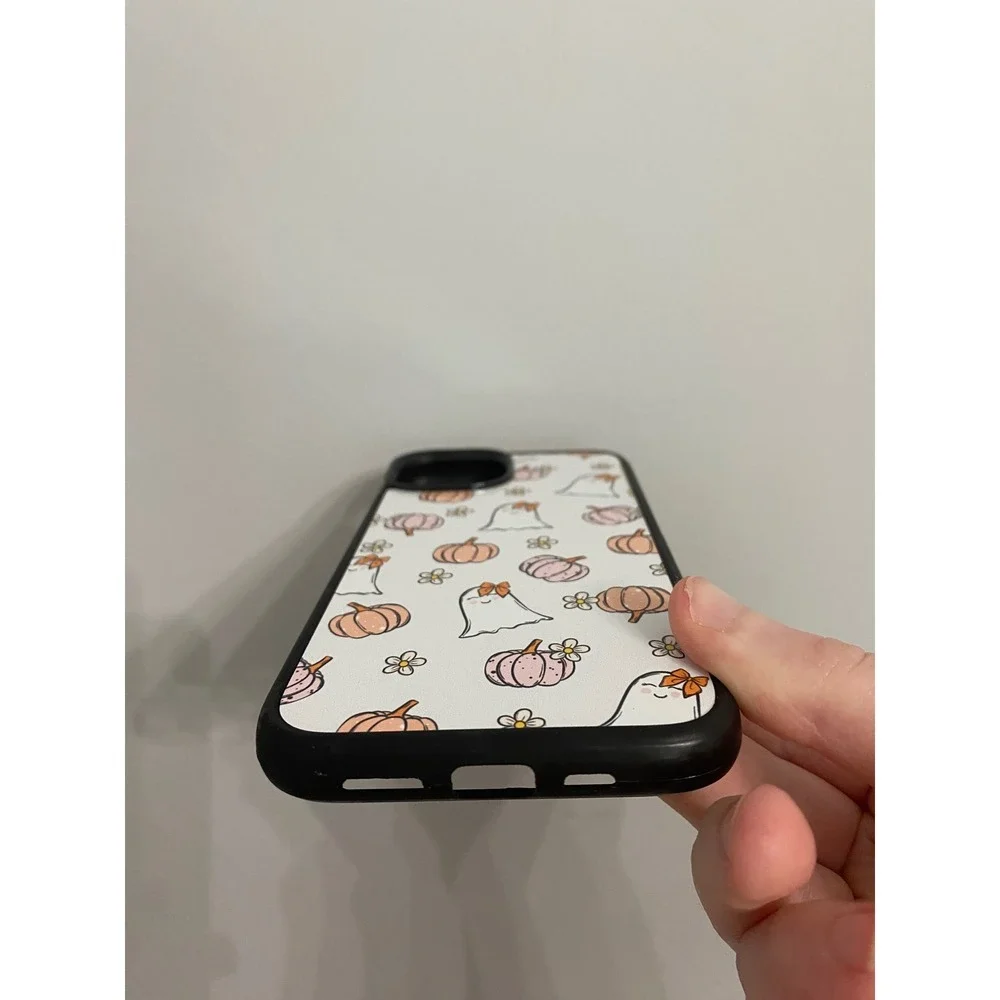 iPhone 14 Case Unisex White Halloween Ghost Pumpkin Daisy Graphic Protective